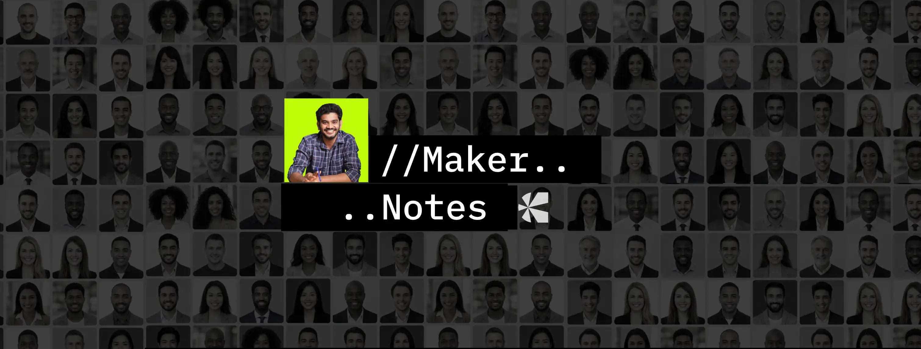 Maker Notes banner with Aravind Kumar portrait and //Maker.. ..Notes lockup