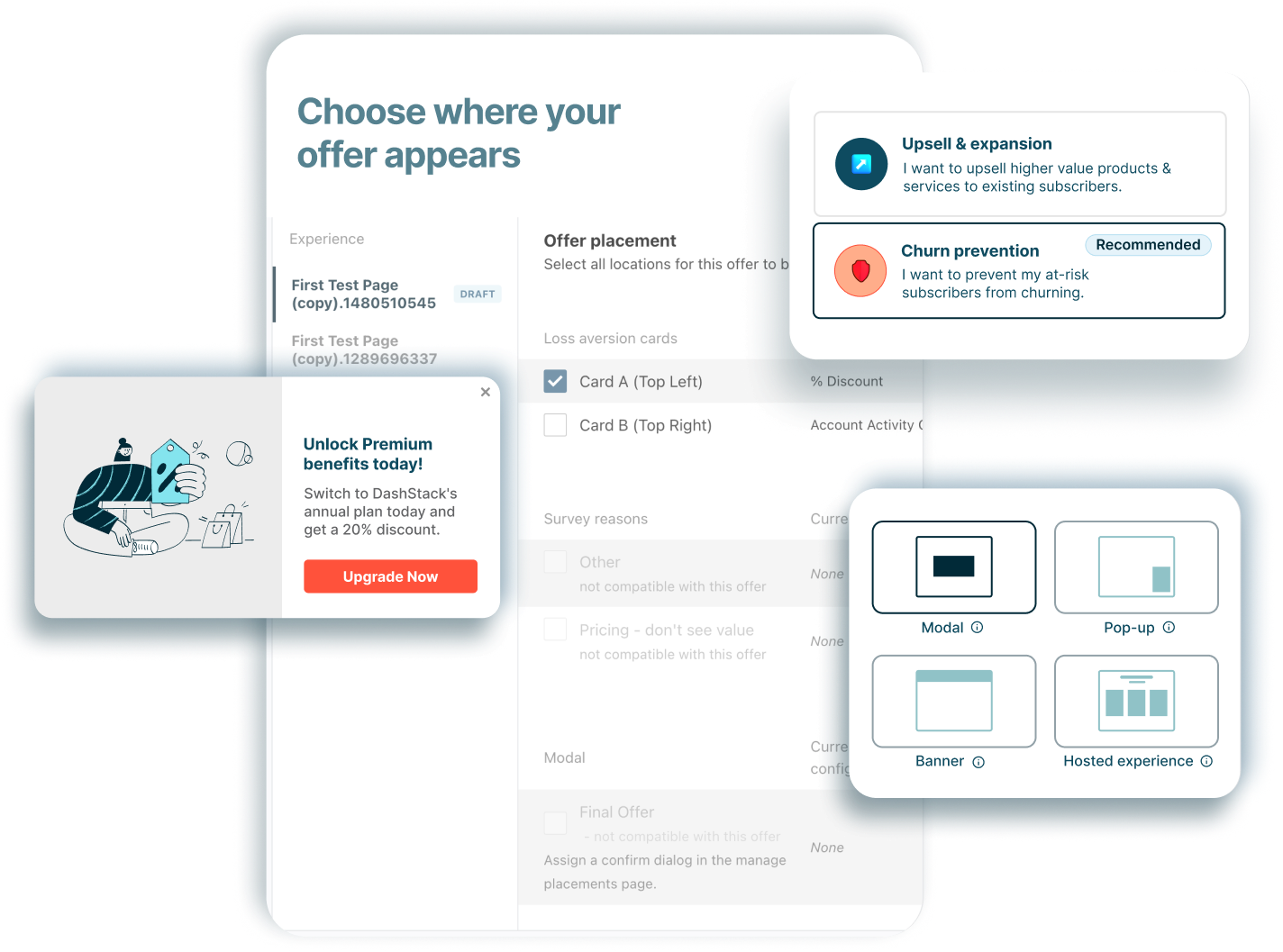 Deploy offers anywhere - UI mockup showing offer placement options